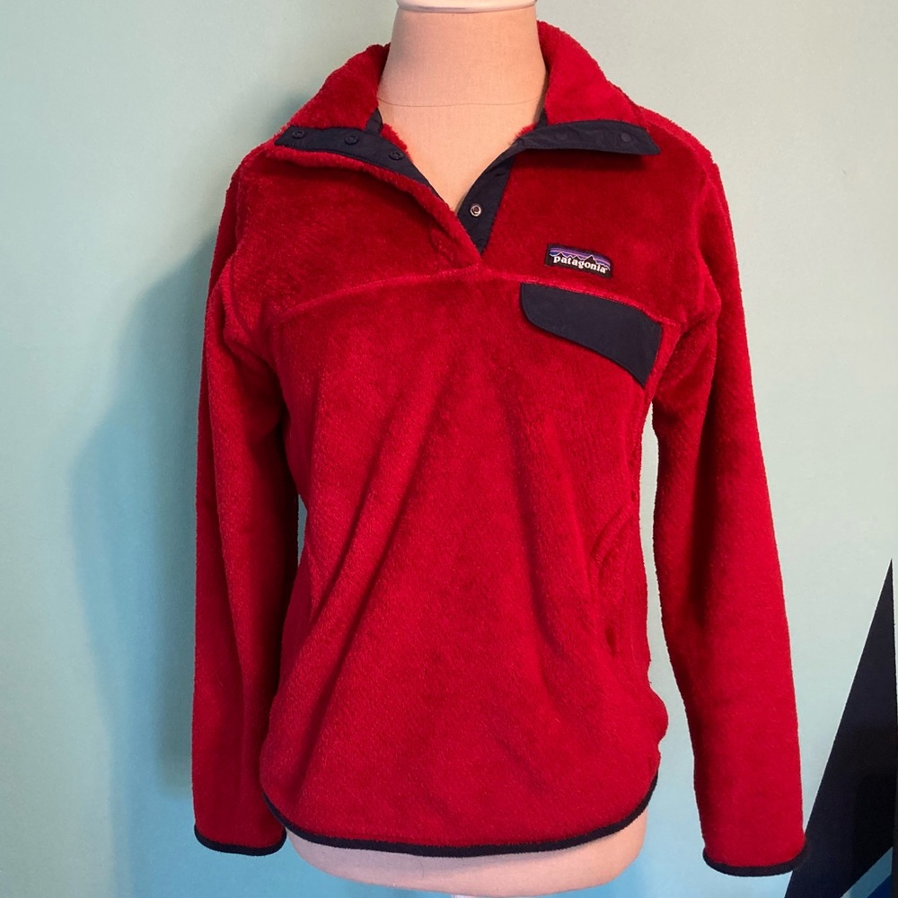 Patagonia Red & Navy Fleece Pullover